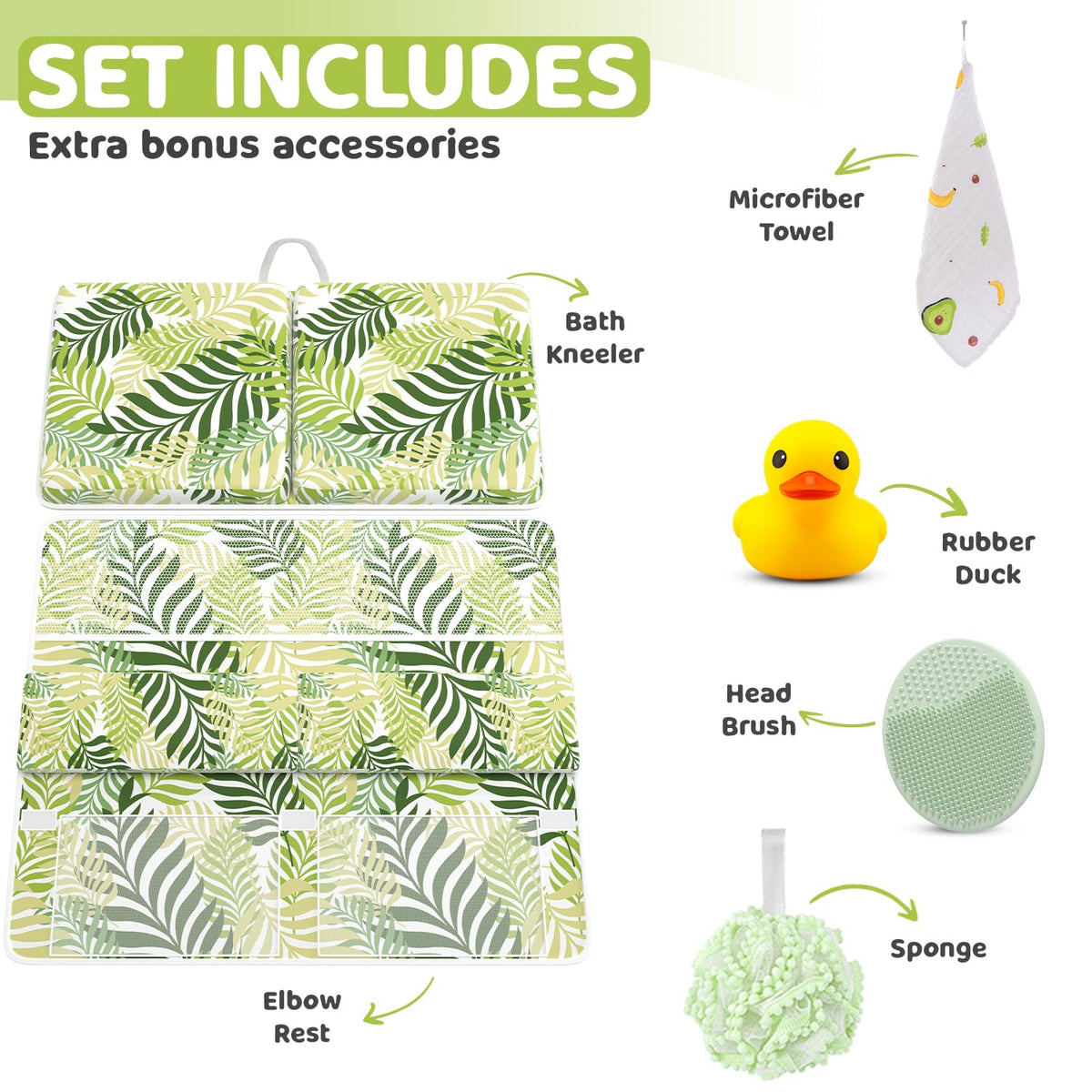 Bath Kneeler & Elbow Kneeling Rest Pad Set for Baby Washing Baths Gift Set