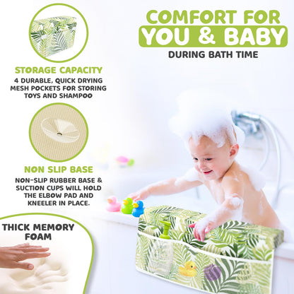 Bath Kneeler & Elbow Kneeling Rest Pad Set for Baby Washing Baths Gift Set