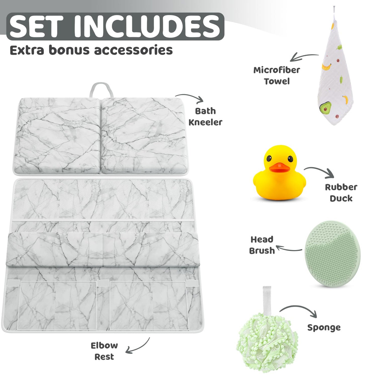 Bath Kneeler & Elbow Kneeling Rest Pad Set for Baby Washing Baths Gift Set