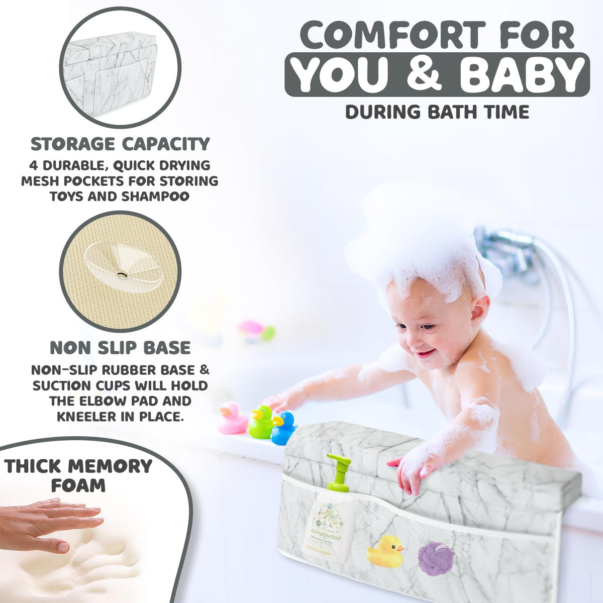 Bath Kneeler & Elbow Kneeling Rest Pad Set for Baby Washing Baths Gift Set