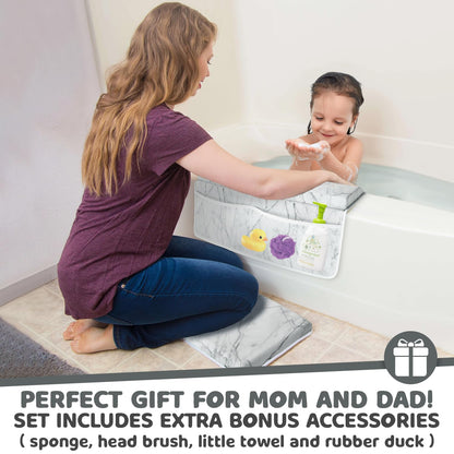 Bath Kneeler & Elbow Kneeling Rest Pad Set for Baby Washing Baths Gift Set