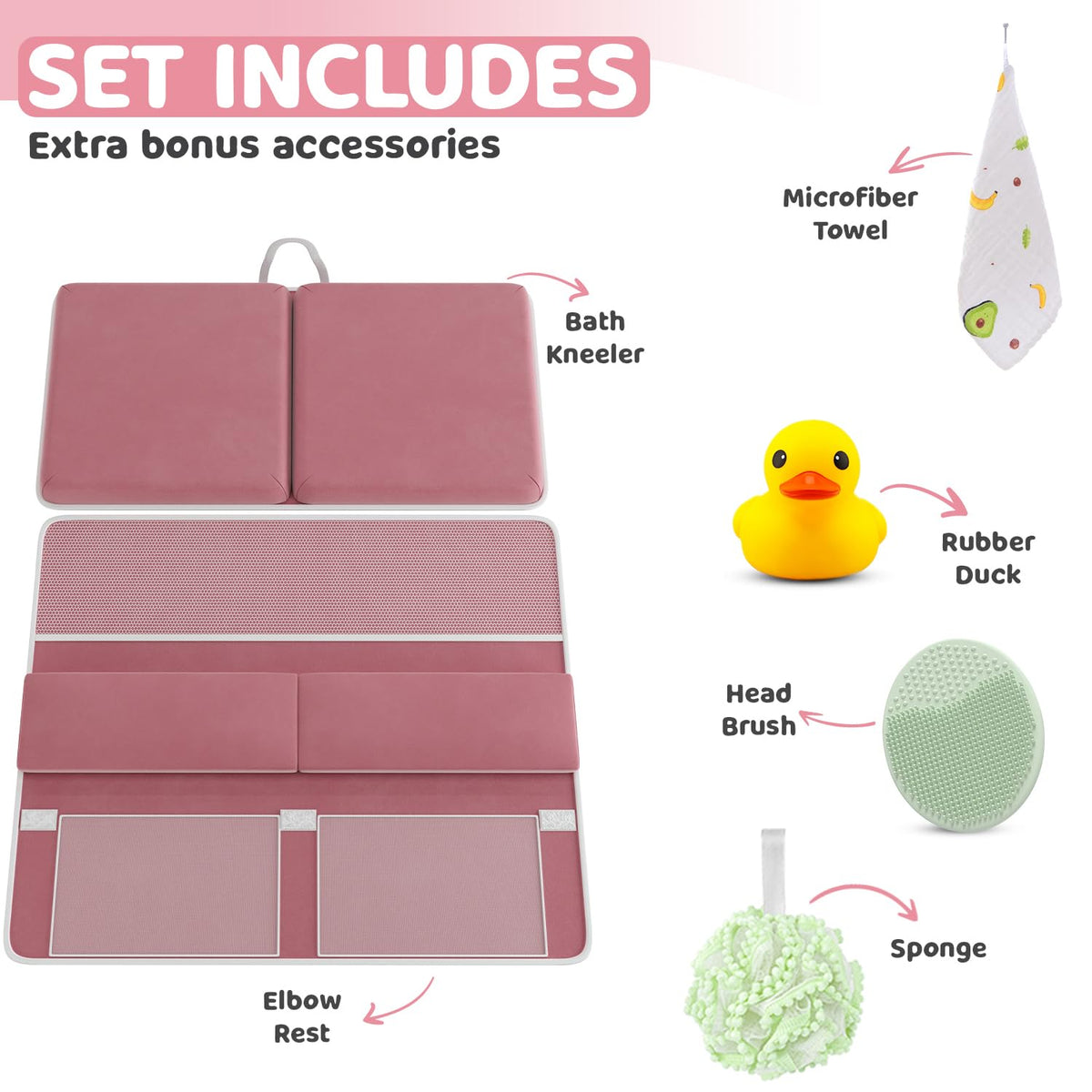 Bath Kneeler & Elbow Kneeling Rest Pad Set for Baby Washing Baths Gift Set