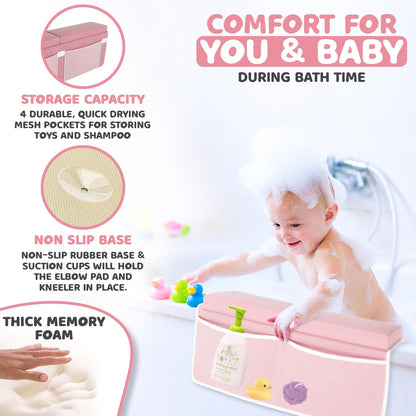 Bath Kneeler & Elbow Kneeling Rest Pad Set for Baby Washing Baths Gift Set