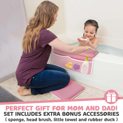 Bath Kneeler & Elbow Kneeling Rest Pad Set for Baby Washing Baths Gift Set