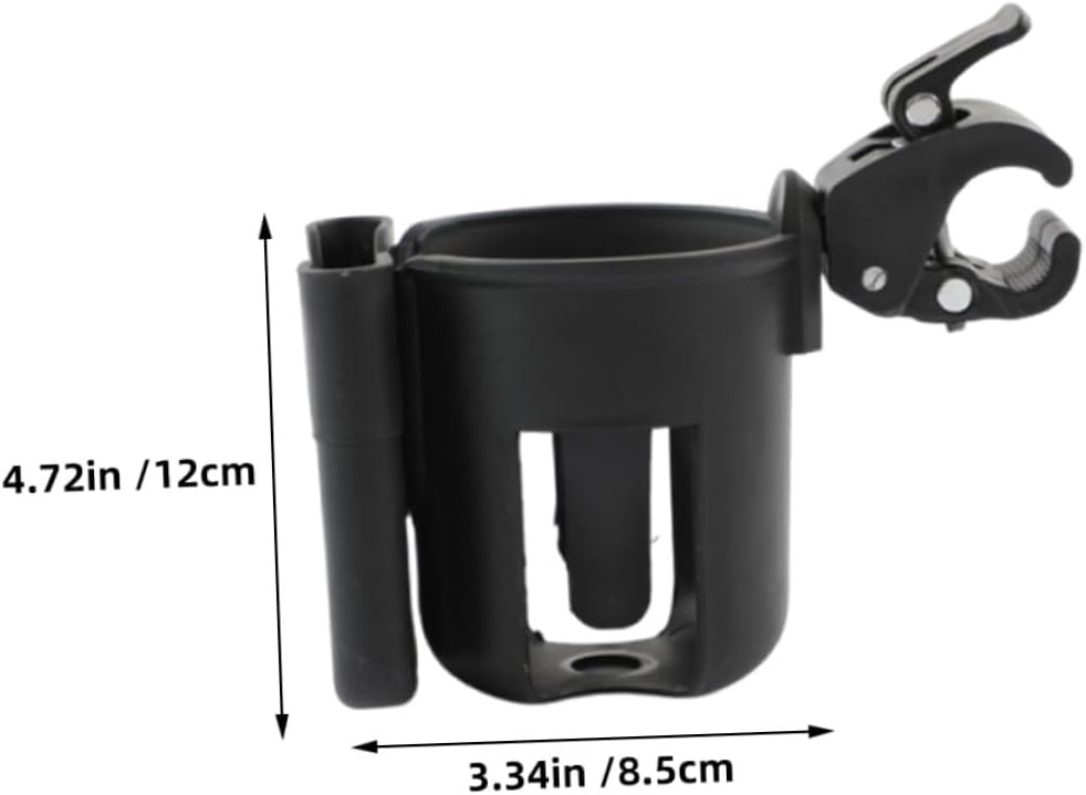 2pcs Pram Cup Holder with Phone Case Dual-use Stroller Storage Rack for Drinks and Mobile Secure Clamp Fits Strollers Bikes Wheelchairs Walkers and Pushchairs