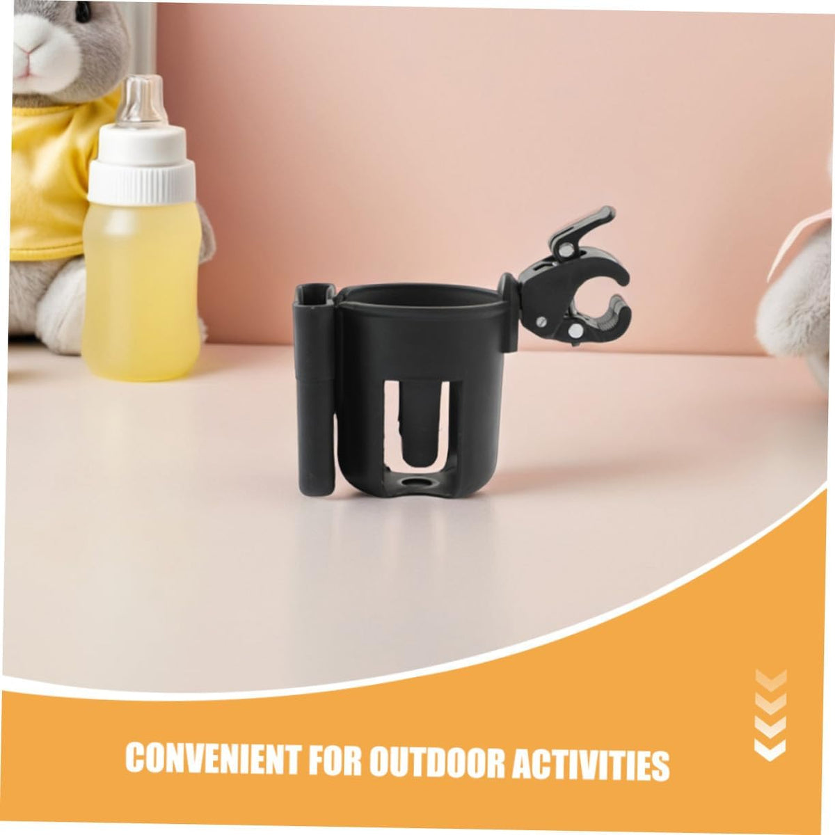 2pcs Pram Cup Holder with Phone Case Dual-use Stroller Storage Rack for Drinks and Mobile Secure Clamp Fits Strollers Bikes Wheelchairs Walkers and Pushchairs