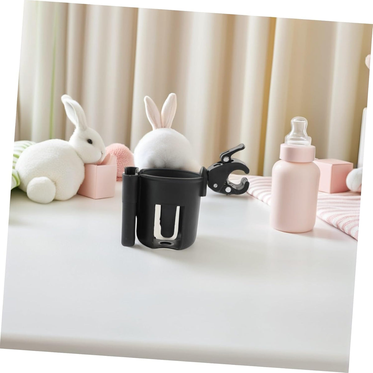 2pcs Pram Cup Holder with Phone Case Dual-use Stroller Storage Rack for Drinks and Mobile Secure Clamp Fits Strollers Bikes Wheelchairs Walkers and Pushchairs