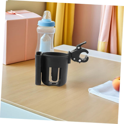 2pcs Pram Cup Holder with Phone Case Dual-use Stroller Storage Rack for Drinks and Mobile Secure Clamp Fits Strollers Bikes Wheelchairs Walkers and Pushchairs