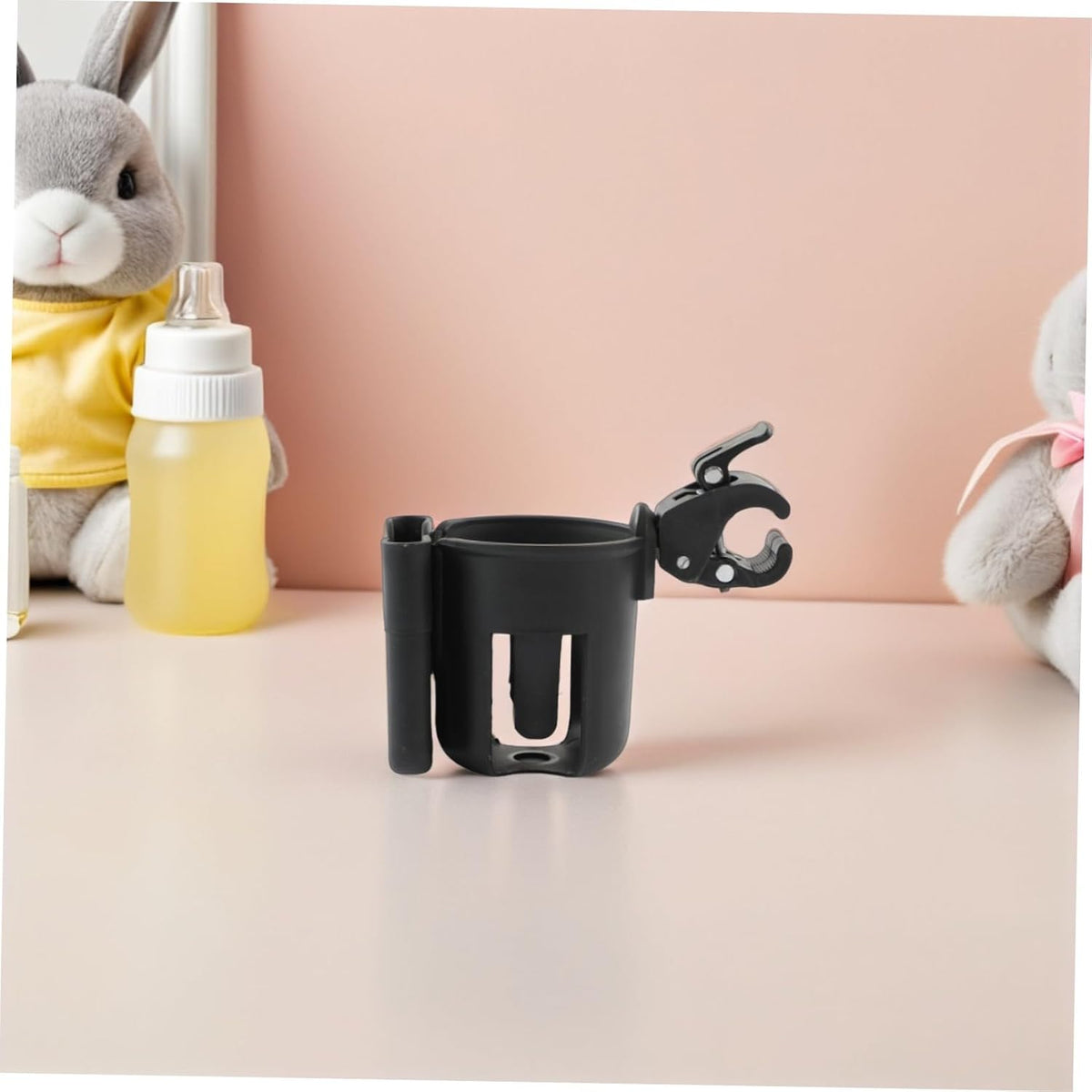 2pcs Pram Cup Holder with Phone Case Dual-use Stroller Storage Rack for Drinks and Mobile Secure Clamp Fits Strollers Bikes Wheelchairs Walkers and Pushchairs