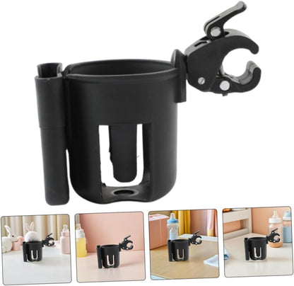 2pcs Pram Cup Holder with Phone Case Dual-use Stroller Storage Rack for Drinks and Mobile Secure Clamp Fits Strollers Bikes Wheelchairs Walkers and Pushchairs