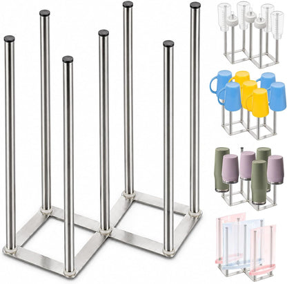 Foldable Bottle Drying Rack, Baby Bottle Drying Rack, Collapsible Cup Draining Holder, Retractable Reusable Stainless Steels Storage Bag Dryer with Non-Slip Bottom