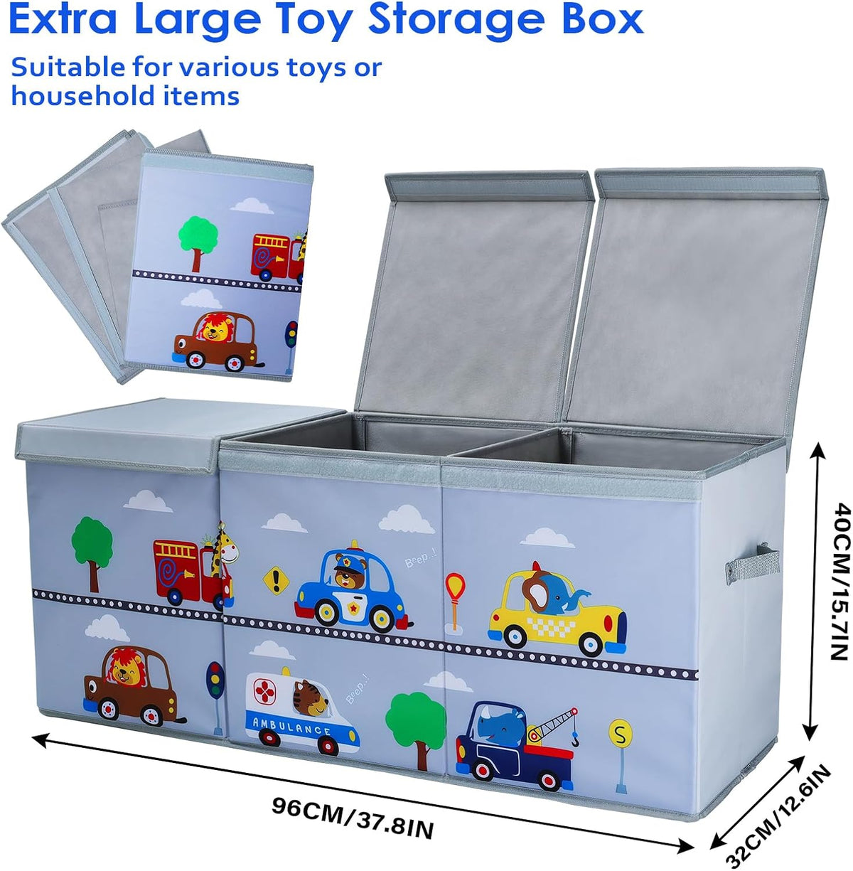 Large Toy Box Collapsible Chest Organizer with Flip Lid for Kids