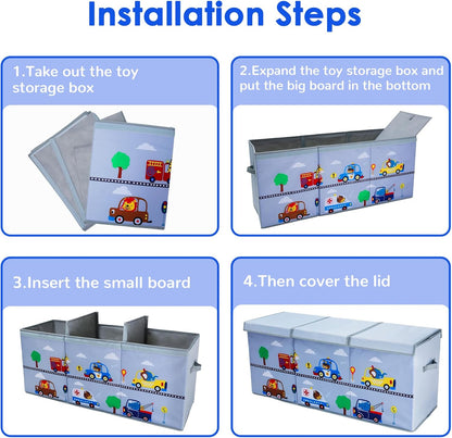 Large Toy Box Collapsible Chest Organizer with Flip Lid for Kids