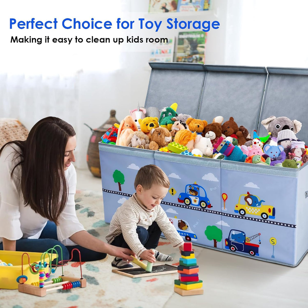 Large Toy Box Collapsible Chest Organizer with Flip Lid for Kids