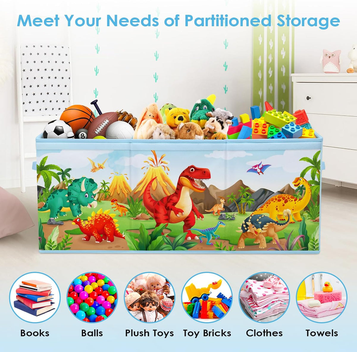 Large Toy Box Collapsible Chest Organizer with Flip Lid for Kids