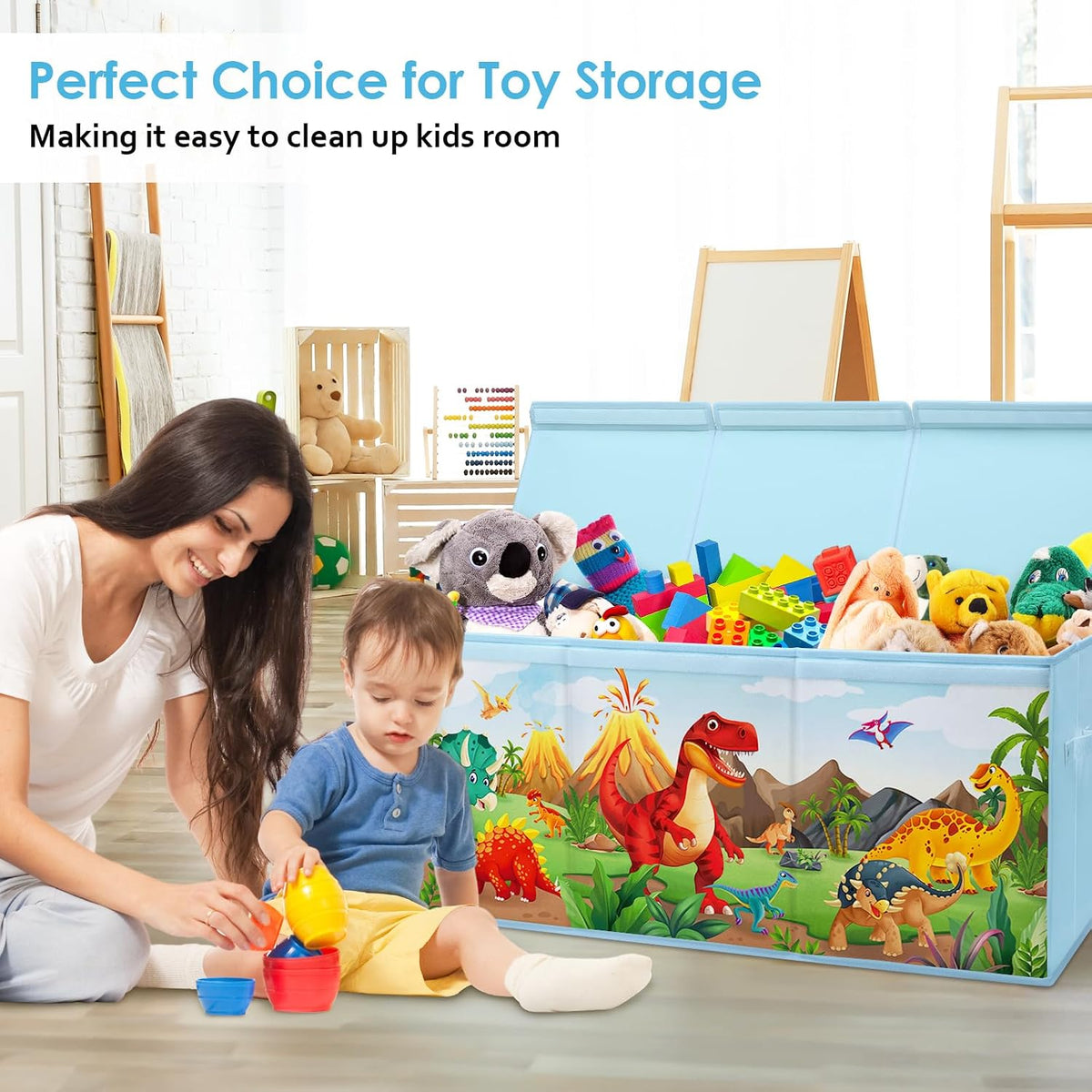 Large Toy Box Collapsible Chest Organizer with Flip Lid for Kids
