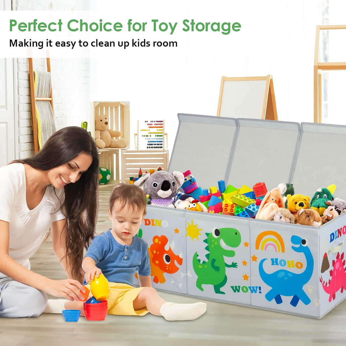 Large Toy Box Collapsible Chest Organizer with Flip Lid for Kids