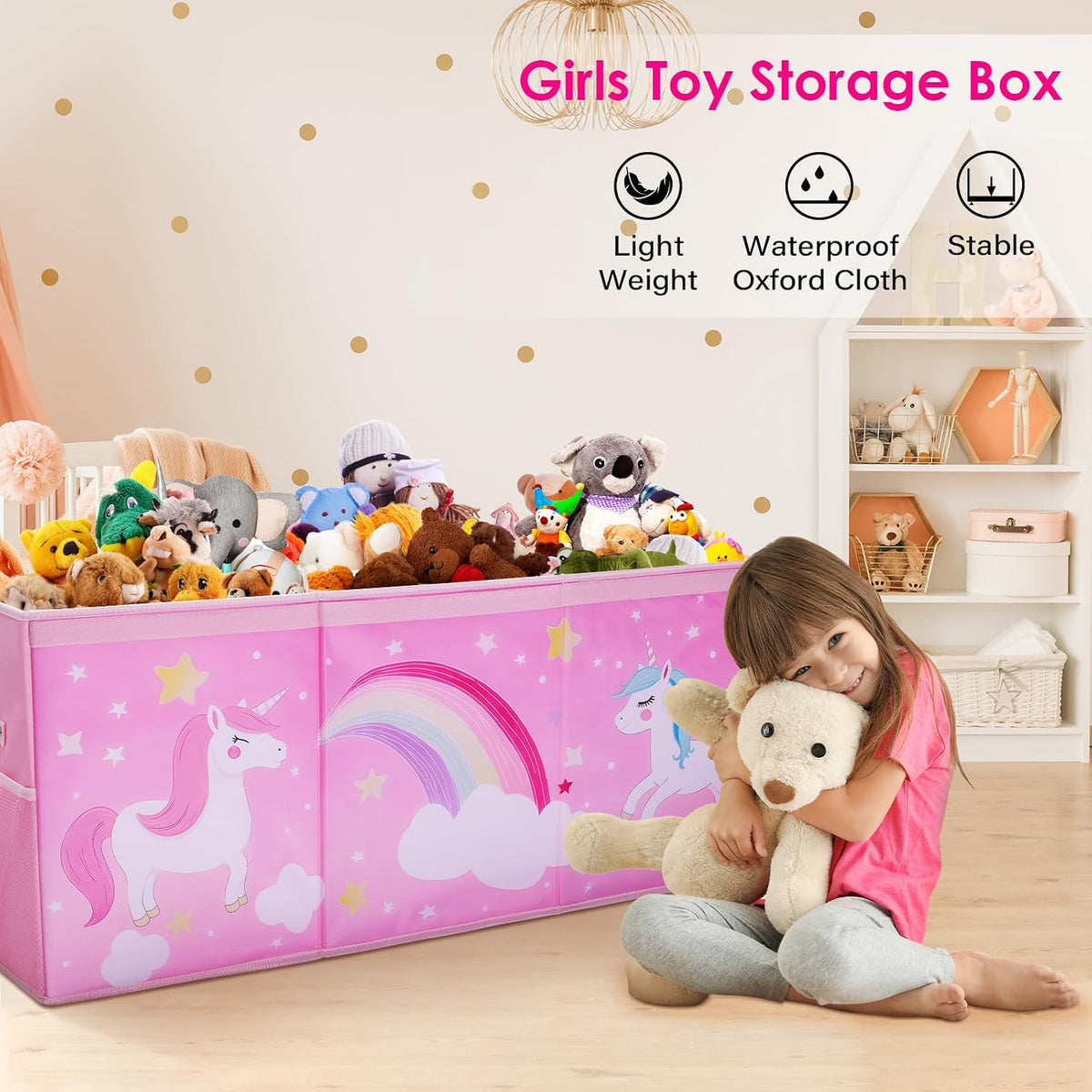 Large Toy Box Collapsible Chest Organizer with Flip Lid for Kids