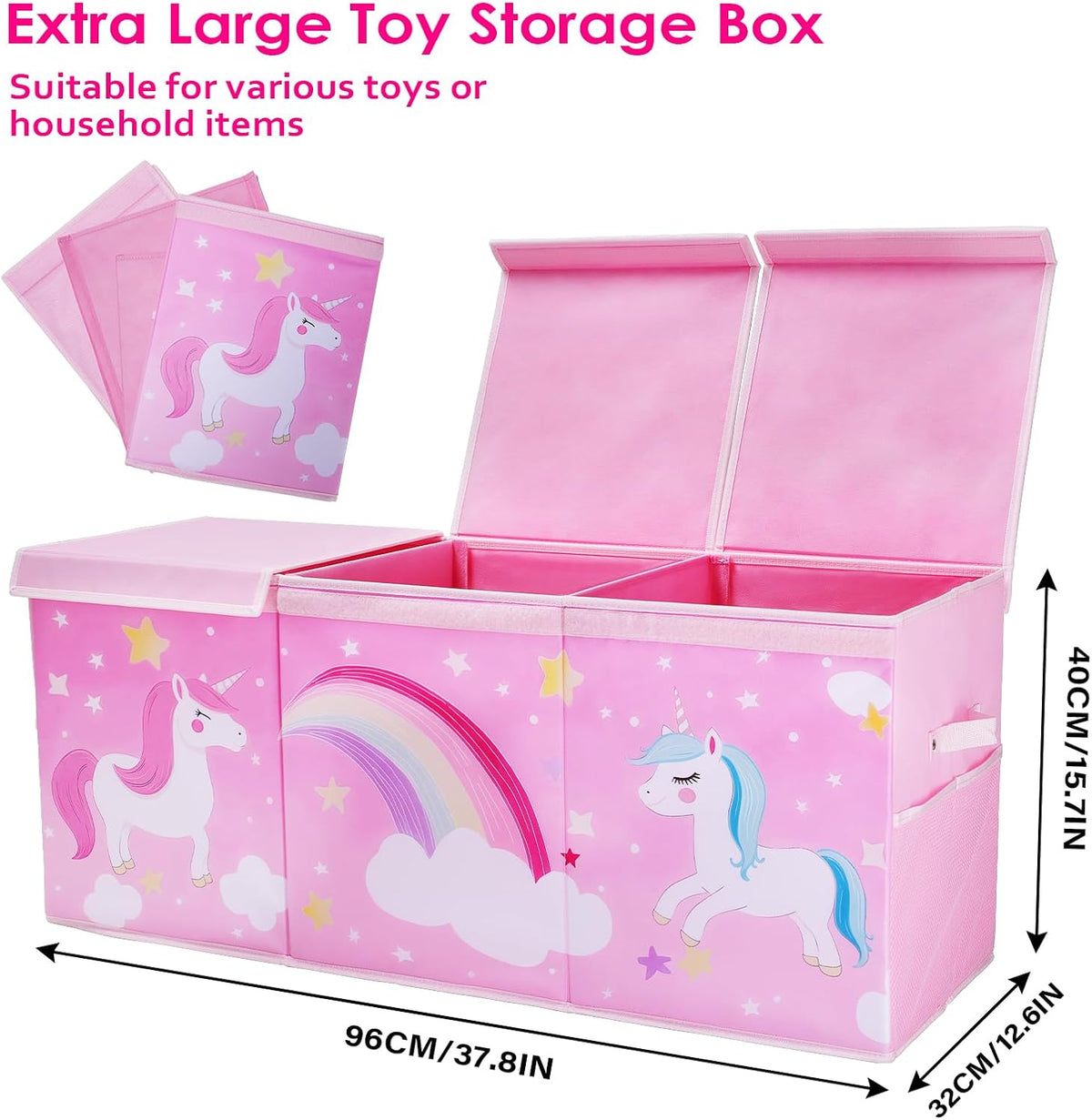 Large Toy Box Collapsible Chest Organizer with Flip Lid for Kids