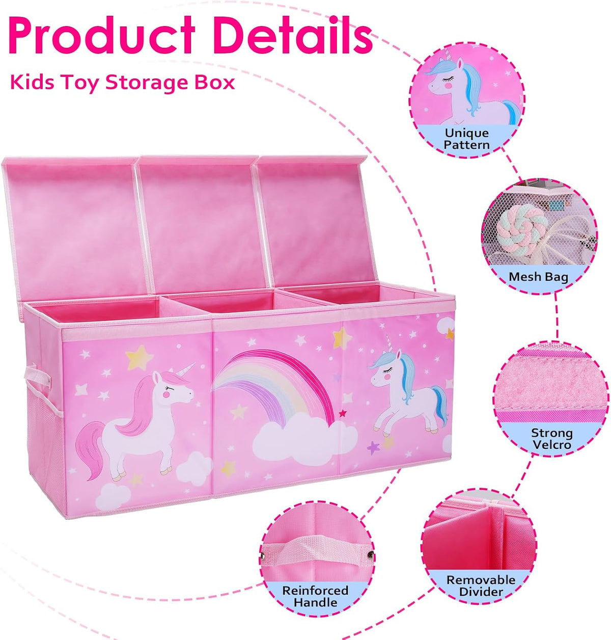 Large Toy Box Collapsible Chest Organizer with Flip Lid for Kids