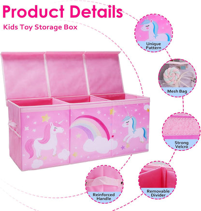 Large Toy Box Collapsible Chest Organizer with Flip Lid for Kids