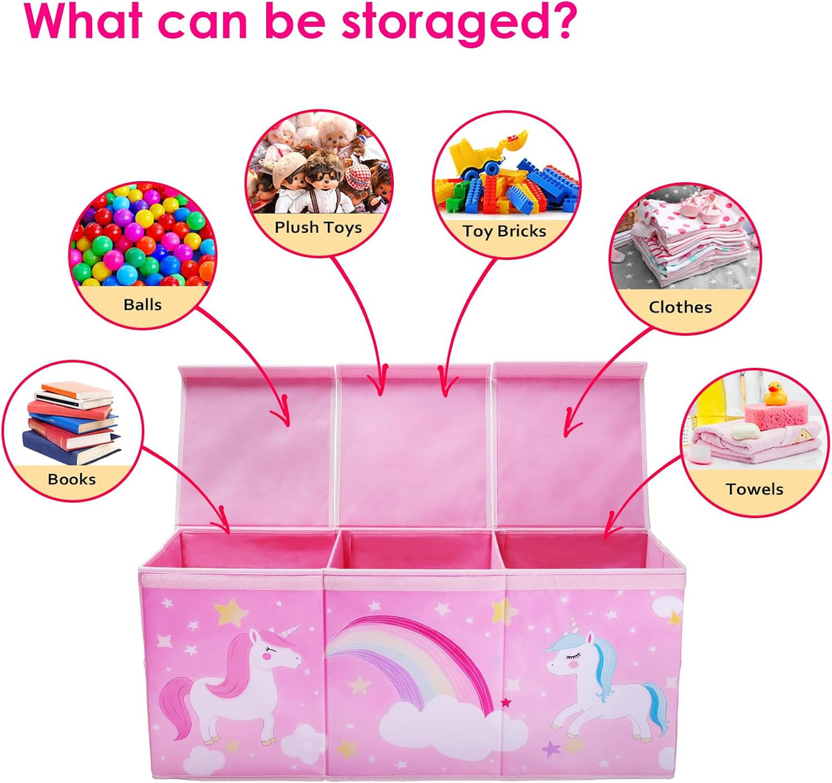 Large Toy Box Collapsible Chest Organizer with Flip Lid for Kids