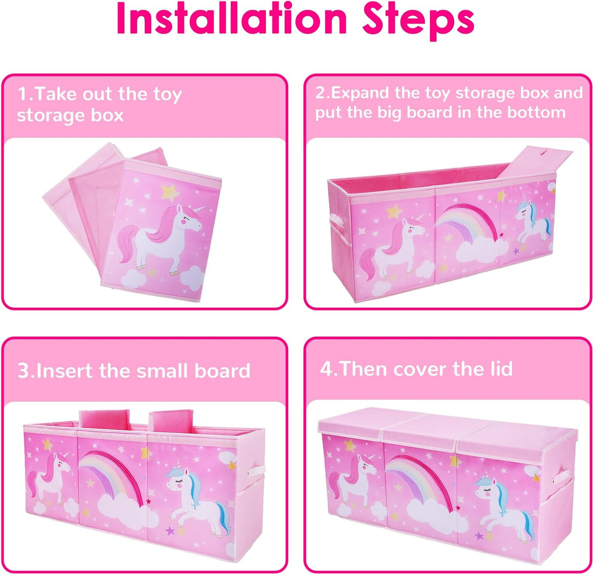 Large Toy Box Collapsible Chest Organizer with Flip Lid for Kids