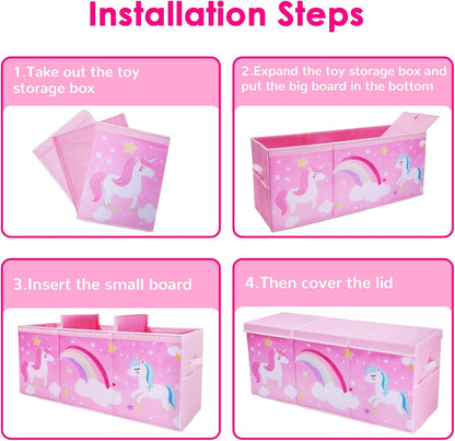 Large Toy Box Collapsible Chest Organizer with Flip Lid for Kids