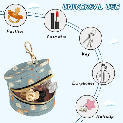 Boho Rainbow Baby Pacifier Holder Case, Dustproof Portable Storage Box for Diaper Bag Purse, Pacifier Storage Container for Boys & Girls