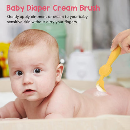 Baby Diaper Cream Spatula, Baby Butt Paste Applicator, Newborn Diaper Cream Brush for Babies (Yellow)