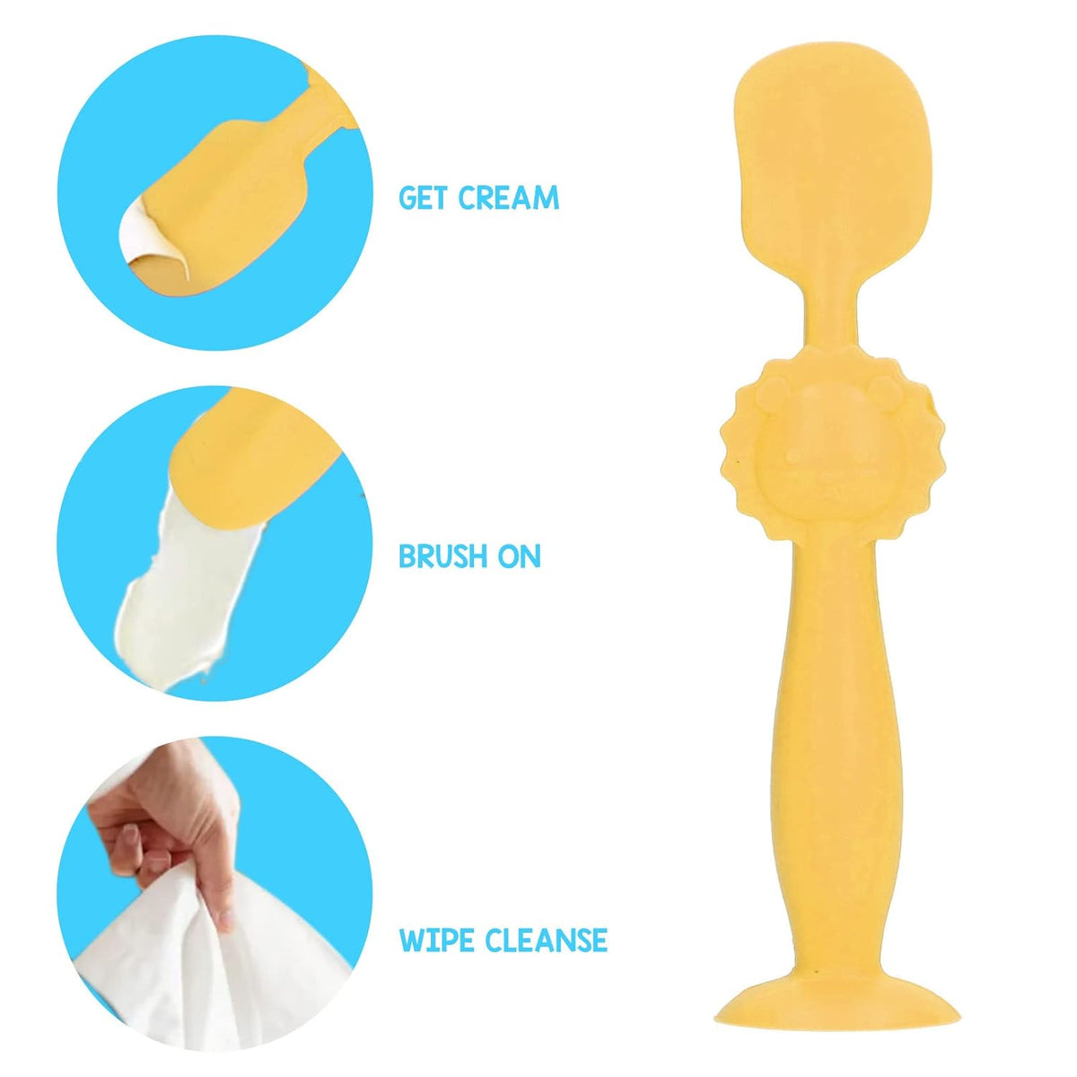 Baby Diaper Cream Spatula, Baby Butt Paste Applicator, Newborn Diaper Cream Brush for Babies (Yellow)