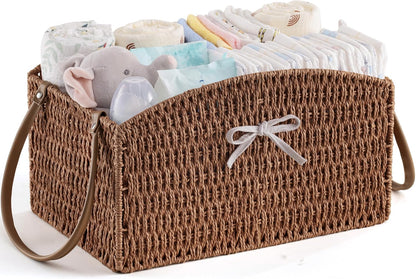 Diaper Caddy Organizer Detachable Portable Hand-Woven Storage Basket