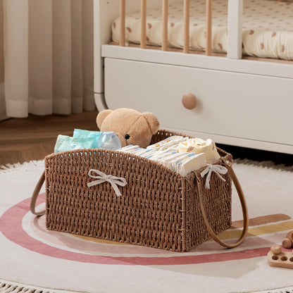 Diaper Caddy Organizer Detachable Portable Hand-Woven Storage Basket
