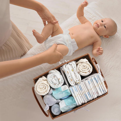 Diaper Caddy Organizer Detachable Portable Hand-Woven Storage Basket