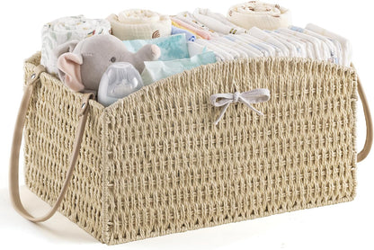Diaper Caddy Organizer Detachable Portable Hand-Woven Storage Basket