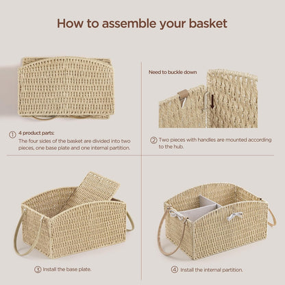 Diaper Caddy Organizer Detachable Portable Hand-Woven Storage Basket
