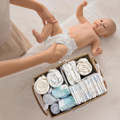 Diaper Caddy Organizer Detachable Portable Hand-Woven Storage Basket