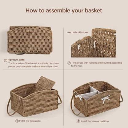 Diaper Caddy Organizer Detachable Portable Hand-Woven Storage Basket