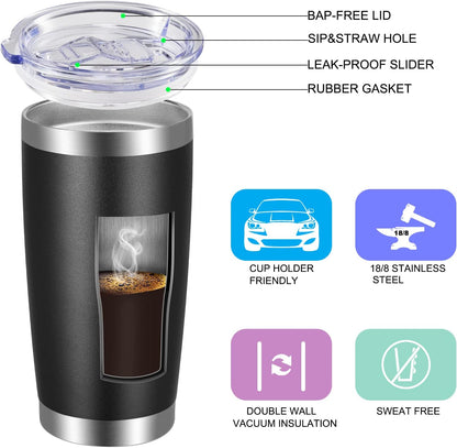 20oz Tumbler with Lid and Straw Stainless Steel Tumbler Cup Vacuum Insulated Double Wall Travel Coffee Mug Powder Coated Coffee Cup, Orange, 1 Pack