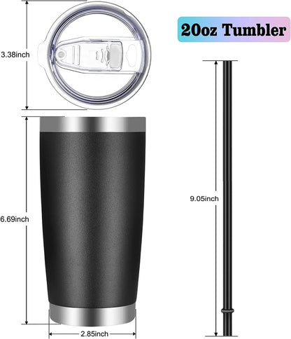 20oz Tumbler with Lid and Straw Stainless Steel Tumbler Cup Vacuum Insulated Double Wall Travel Coffee Mug Powder Coated Coffee Cup, Orange, 1 Pack