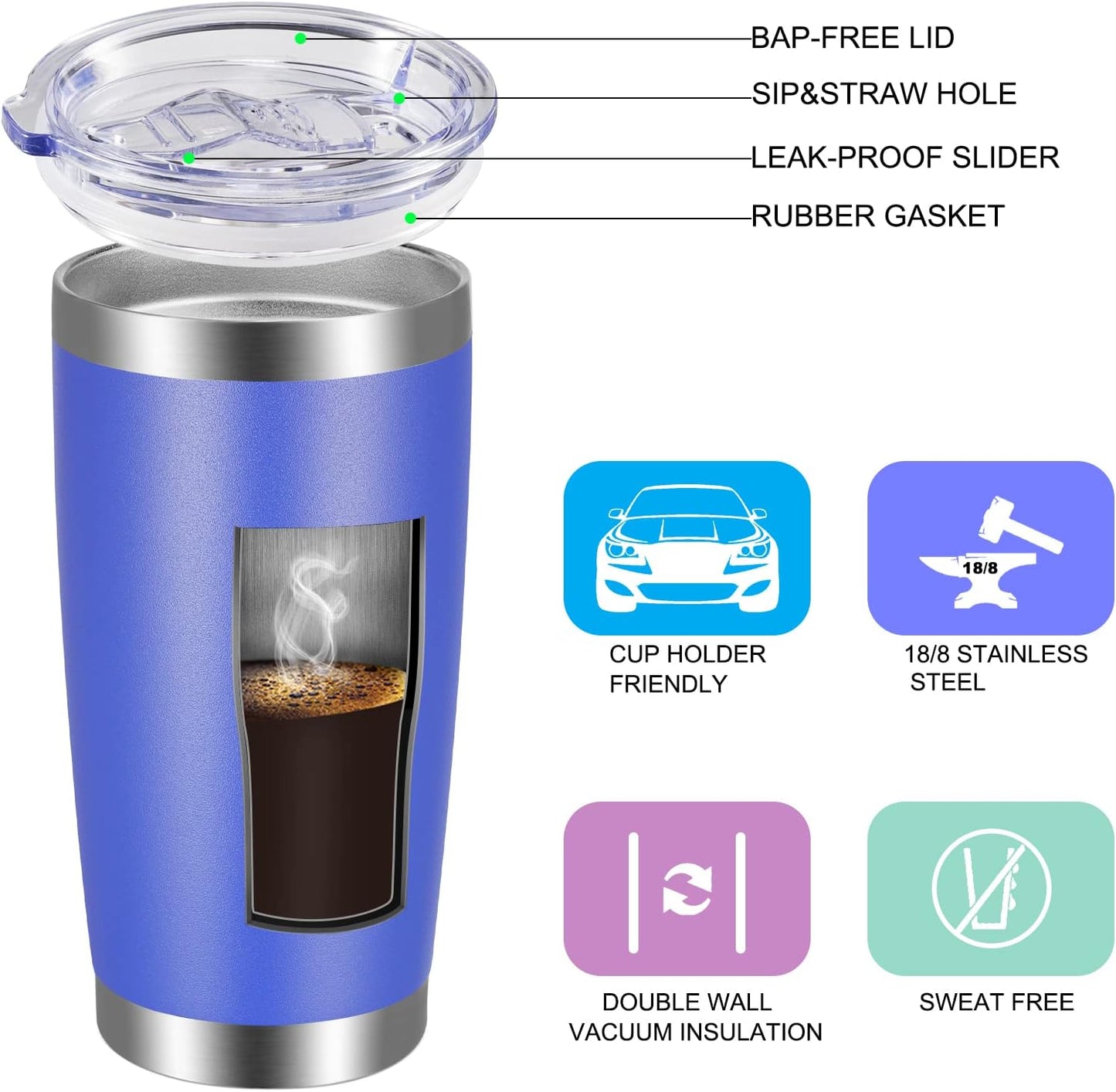 20oz Tumbler with Lid and Straw Stainless Steel Tumbler Cup Vacuum Insulated Double Wall Travel Coffee Mug Powder Coated Coffee Cup, Orange, 1 Pack
