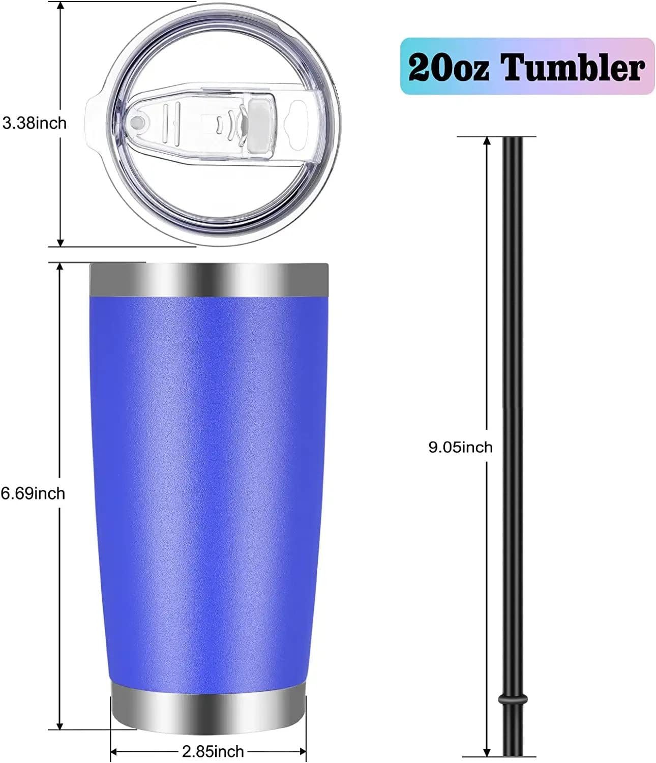 20oz Tumbler with Lid and Straw Stainless Steel Tumbler Cup Vacuum Insulated Double Wall Travel Coffee Mug Powder Coated Coffee Cup, Orange, 1 Pack