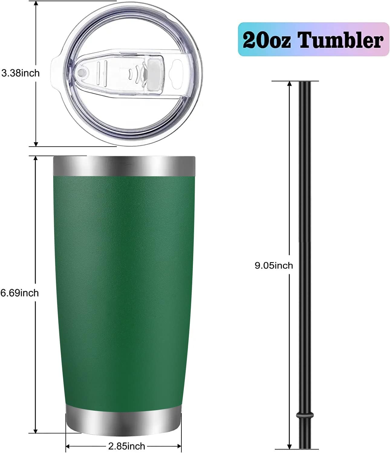 20oz Tumbler with Lid and Straw Stainless Steel Tumbler Cup Vacuum Insulated Double Wall Travel Coffee Mug Powder Coated Coffee Cup, Orange, 1 Pack