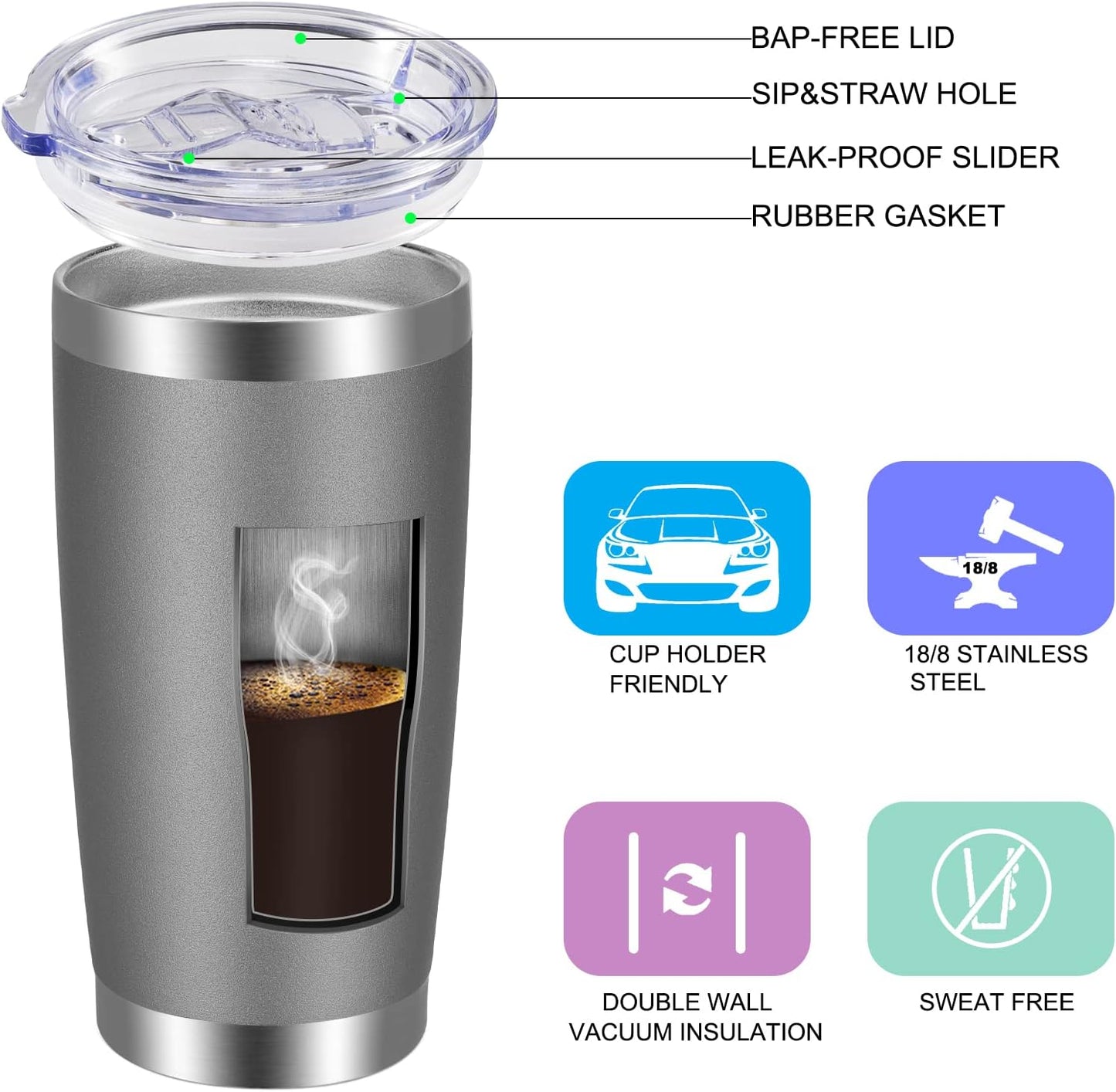 20oz Tumbler with Lid and Straw Stainless Steel Tumbler Cup Vacuum Insulated Double Wall Travel Coffee Mug Powder Coated Coffee Cup, Orange, 1 Pack