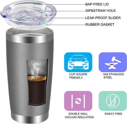 20oz Tumbler with Lid and Straw Stainless Steel Tumbler Cup Vacuum Insulated Double Wall Travel Coffee Mug Powder Coated Coffee Cup, Orange, 1 Pack