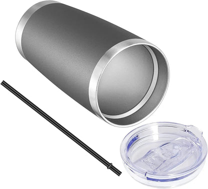 20oz Tumbler with Lid and Straw Stainless Steel Tumbler Cup Vacuum Insulated Double Wall Travel Coffee Mug Powder Coated Coffee Cup, Orange, 1 Pack