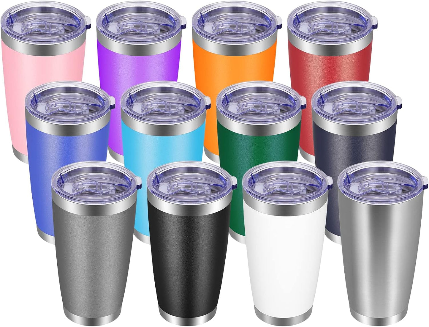 20oz Tumbler with Lid and Straw Stainless Steel Tumbler Cup Vacuum Insulated Double Wall Travel Coffee Mug Powder Coated Coffee Cup, Orange, 1 Pack