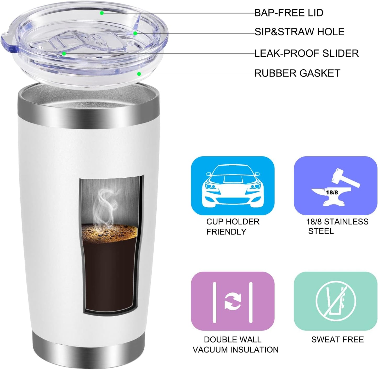 20oz Tumbler with Lid and Straw Stainless Steel Tumbler Cup Vacuum Insulated Double Wall Travel Coffee Mug Powder Coated Coffee Cup, Orange, 1 Pack