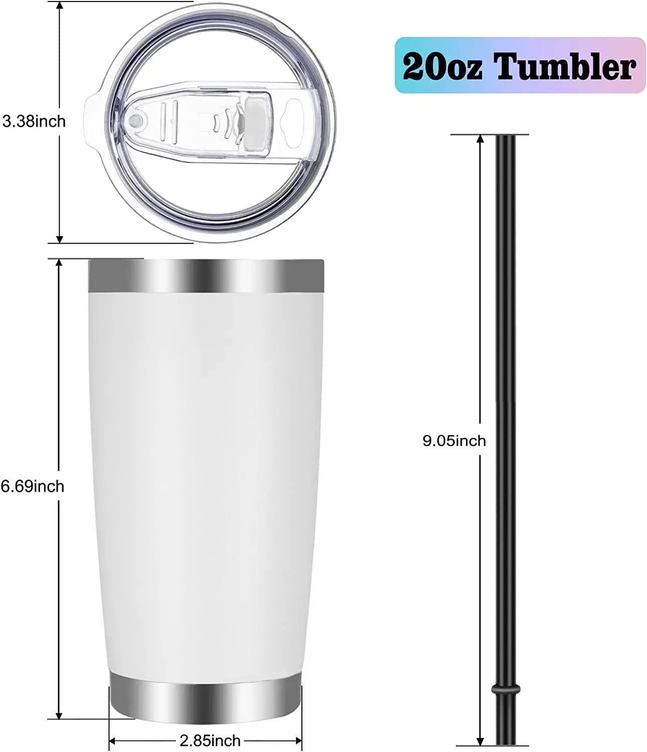 20oz Tumbler with Lid and Straw Stainless Steel Tumbler Cup Vacuum Insulated Double Wall Travel Coffee Mug Powder Coated Coffee Cup, Orange, 1 Pack