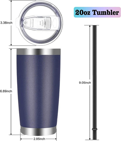 20oz Tumbler with Lid and Straw Stainless Steel Tumbler Cup Vacuum Insulated Double Wall Travel Coffee Mug Powder Coated Coffee Cup, Orange, 1 Pack